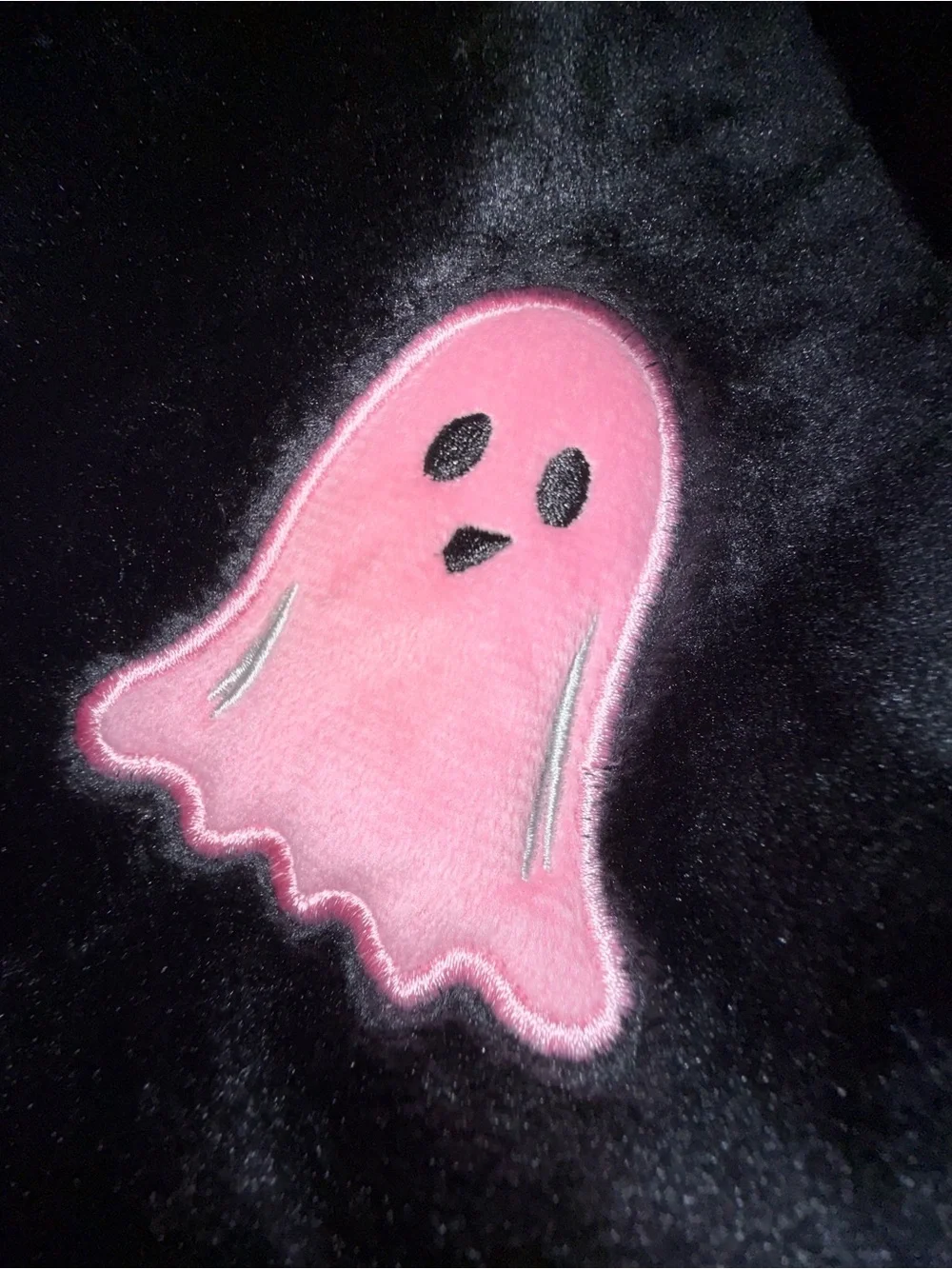 NEW BOOVILLE BLACK FUZZY EMBROIDERED PINK GHOST Plush 60x70” Throw Blanket NWT